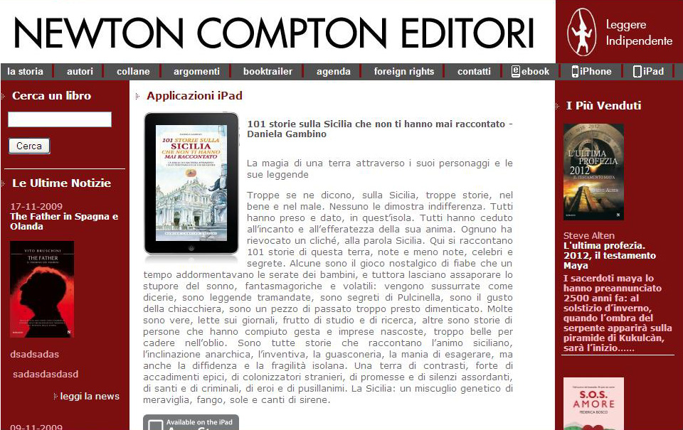 Sezione iPad sul sito di Newton Compton Editori